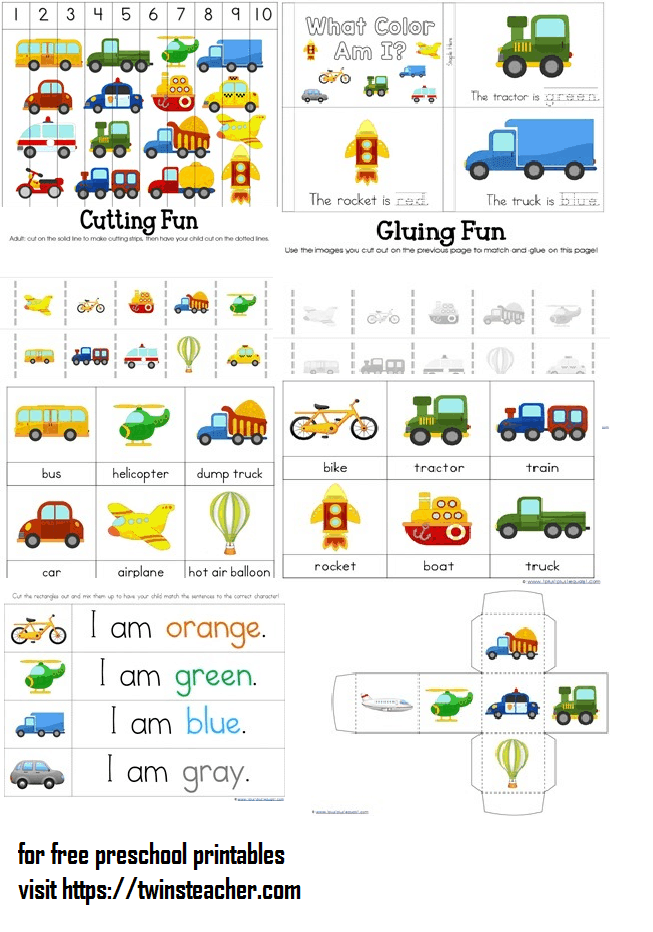 Transportation Preschool Printable Transportation Preschool Printable